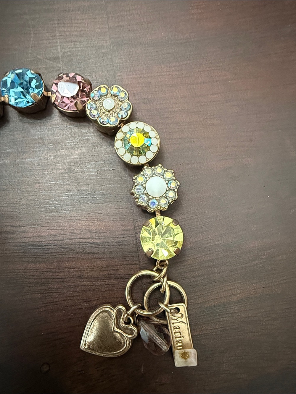 Mariana Multicolor Pastel Crystal Floral Bracelet - Rose Gold Tone 4084-104RG - Picture 2 of 8